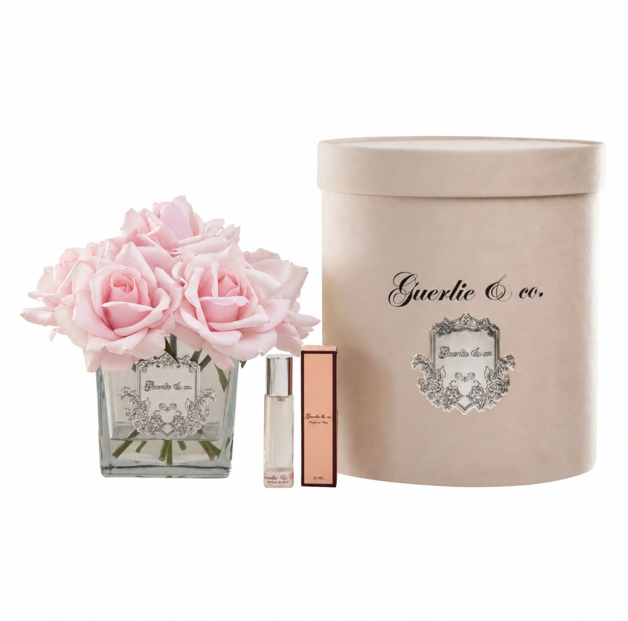 Guerlie&co. Soft Pembe 7 Gül Kare Cam Gümüş