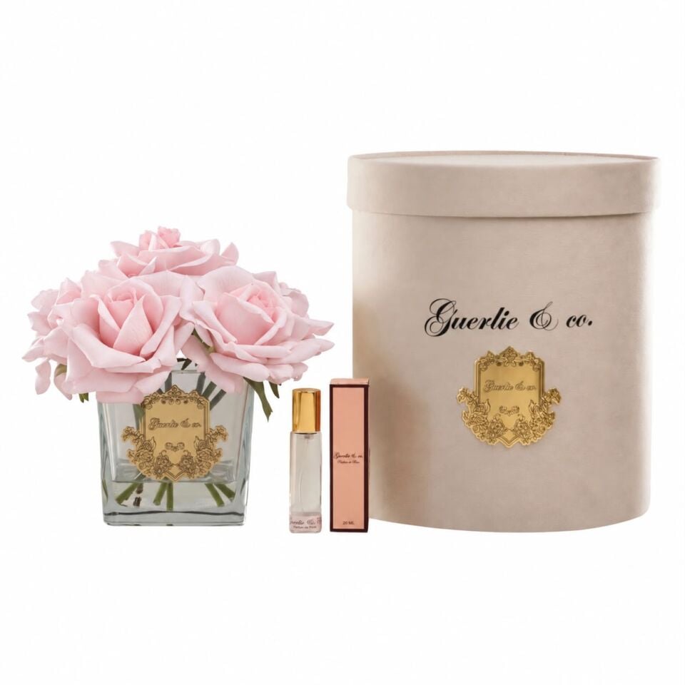 Guerlie&co. Soft Pembe 7 Gül Kare Cam Gold