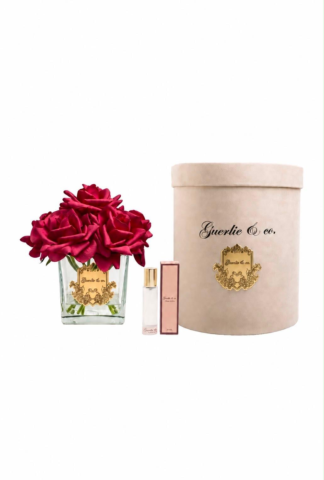 Guerlie&co. Koyu Bordo 7 Gül Kare Cam Gold