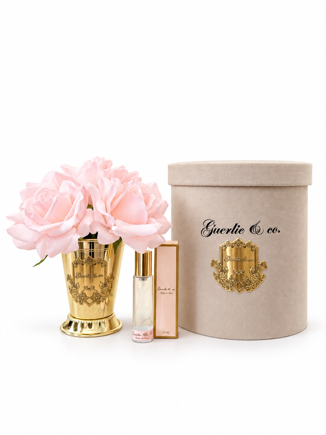 Guerlie&co. Soft Pembe 5 Gül Çelik Vazo Gold