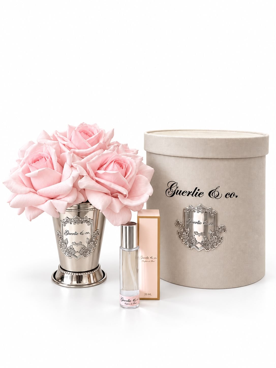 Guerlie&co. Soft Pembe 5 Gül Çelik Vazo Gümüş