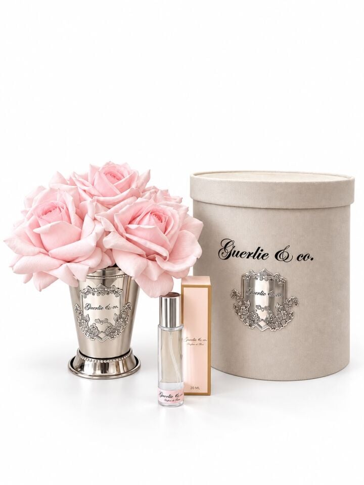Guerlie&co. Soft Pembe 5 Gül Çelik Vazo Gümüş